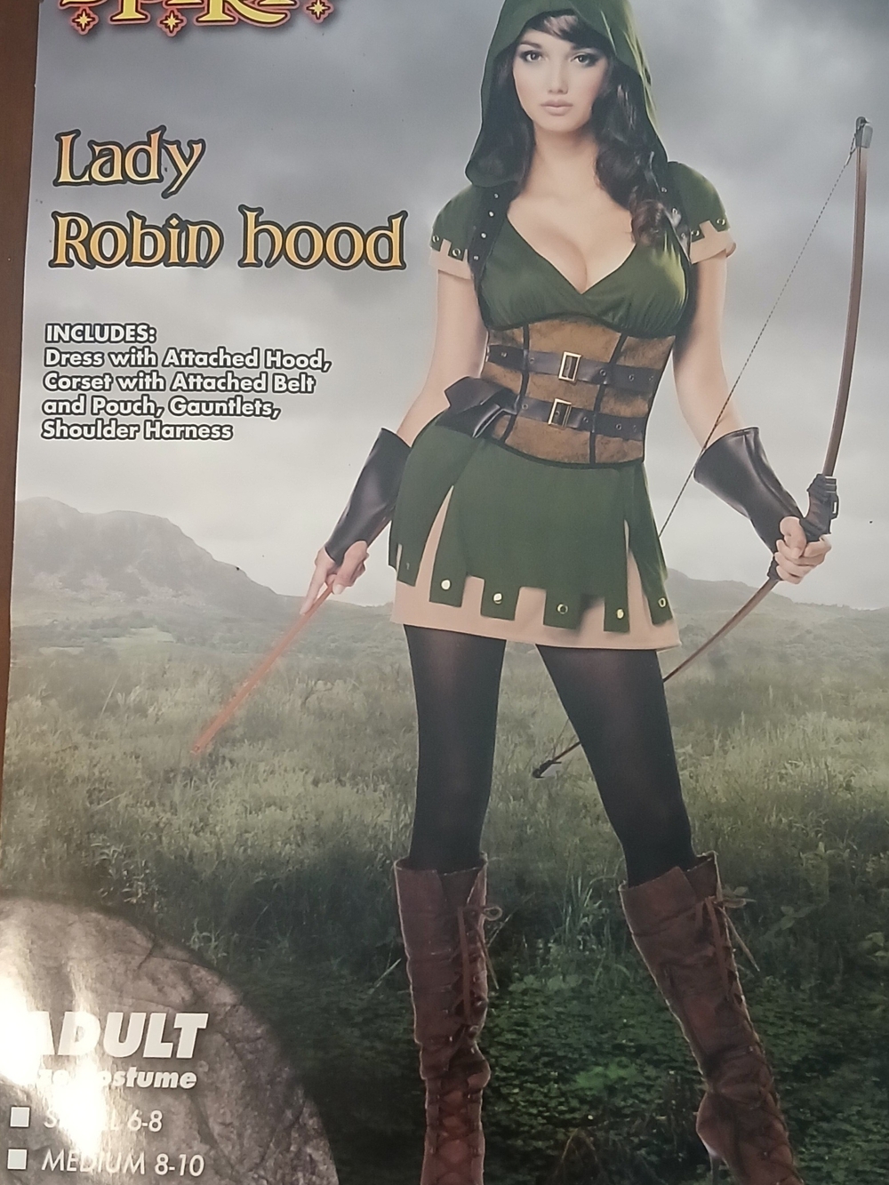 Spirit Halloween Lady Robin Hood Costume Green & Brown Medium